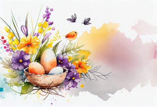 Watercolor Easter Card Background Image