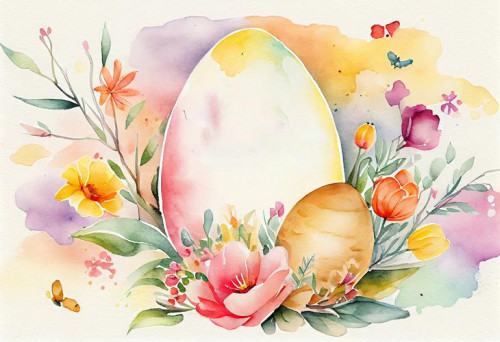 Watercolor Easter Card Background Image