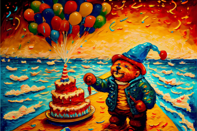 Impasto Oil Painting Birthday Background