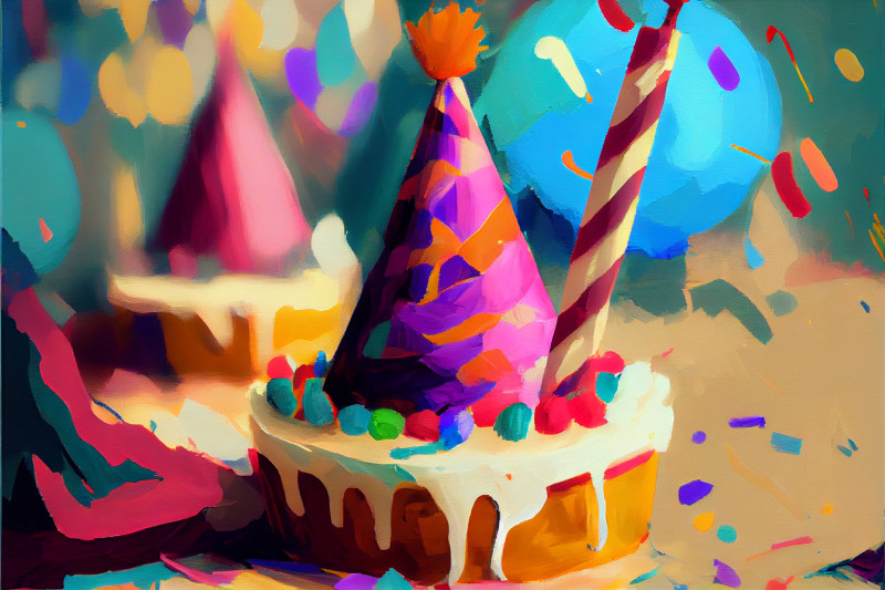 Impasto Oil Painting Birthday Background Image