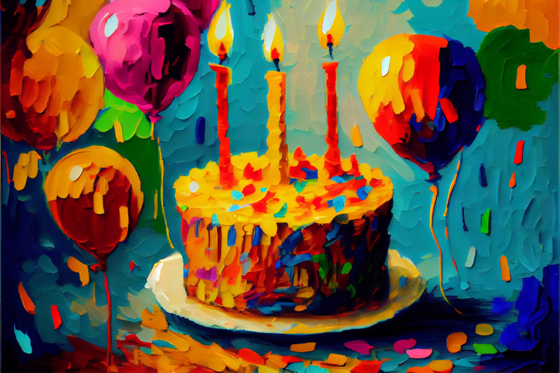 Impasto Oil Painting Birthday Background Image