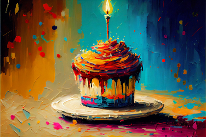 Impasto Oil Painting Birthday Background