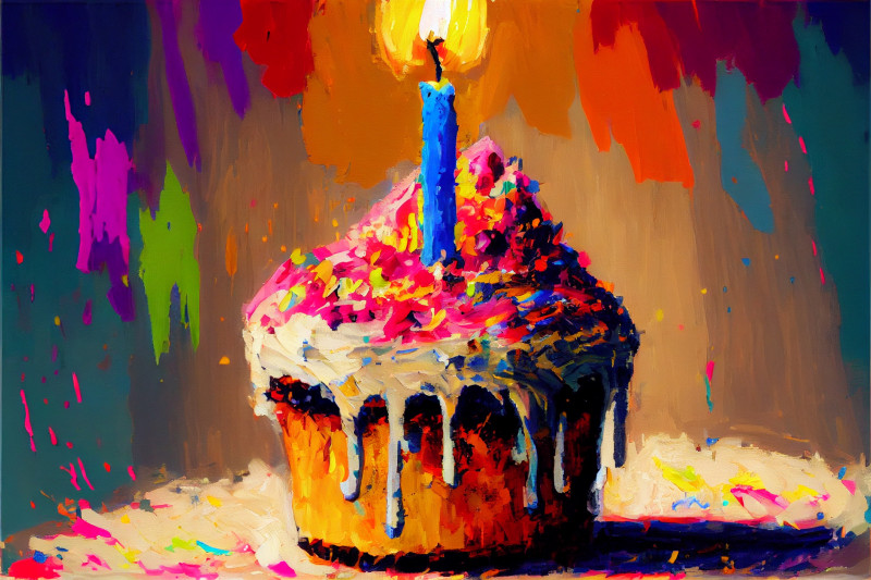 Impasto Oil Painting Birthday Background