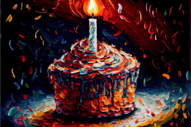 Impasto Oil Painting Birthday Background