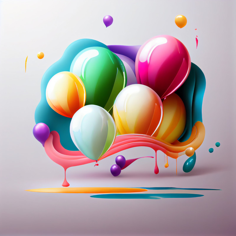 Liquid Oil Painting Birthday Balloons Background