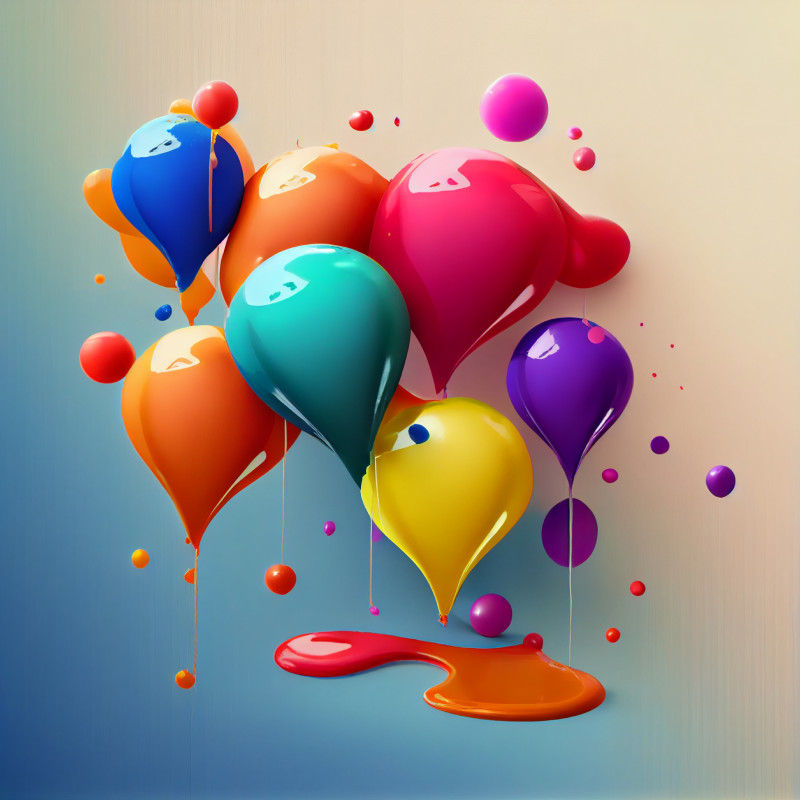 Liquid Oil Painting Birthday Balloons Background Image