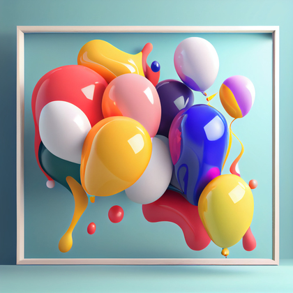 Liquid Oil Painting Birthday Balloons Background Image