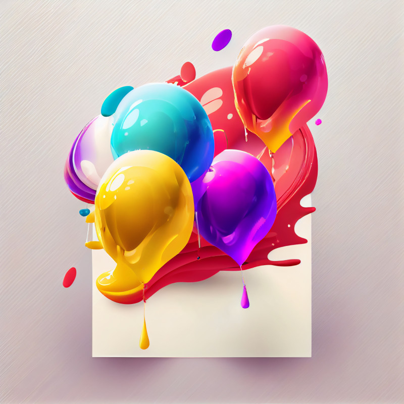 Liquid Oil Painting Birthday Balloons Background Image