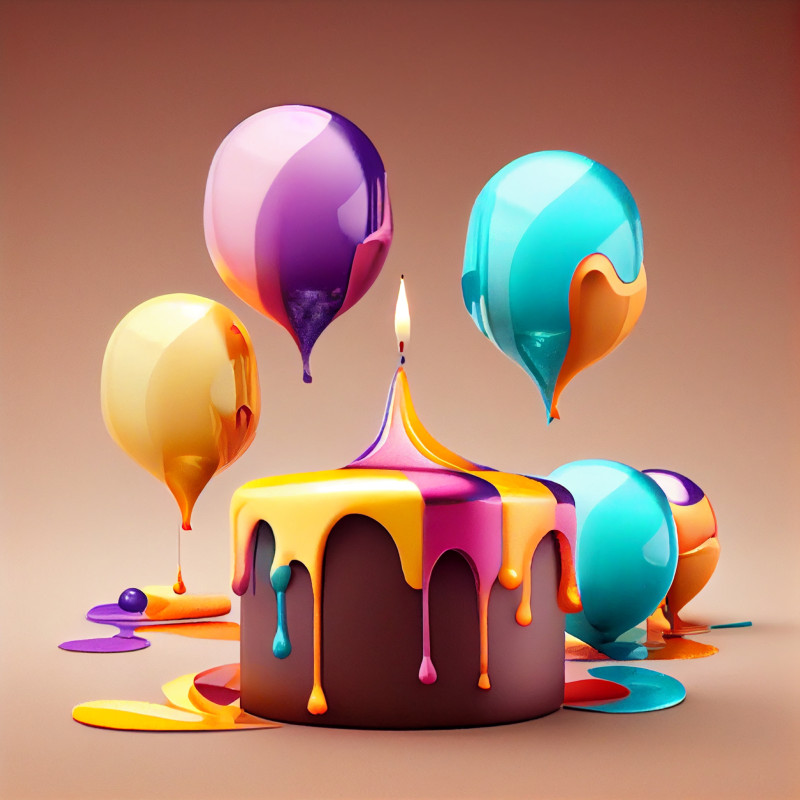Liquid Oil Painting Birthday Cake Background Image