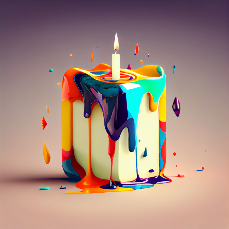 Liquid Oil Painting Birthday Cake Background Image