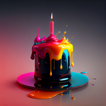 Liquid Oil Painting Birthday Cake Background Image