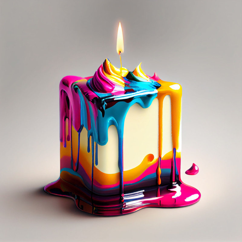 Liquid Oil Painting Birthday Cake Background Image