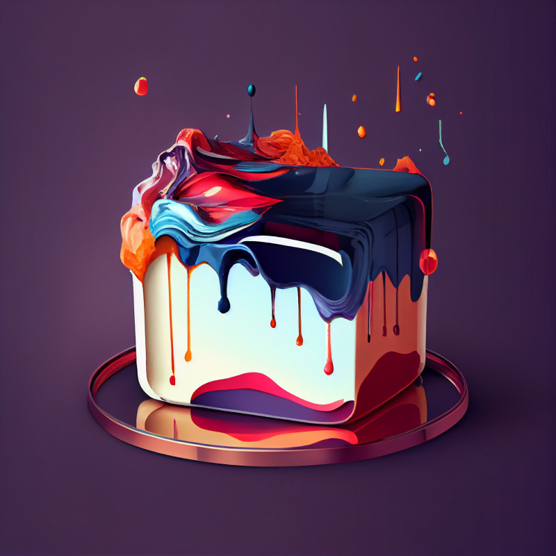 Liquid Oil Painting Birthday Cake Background Image