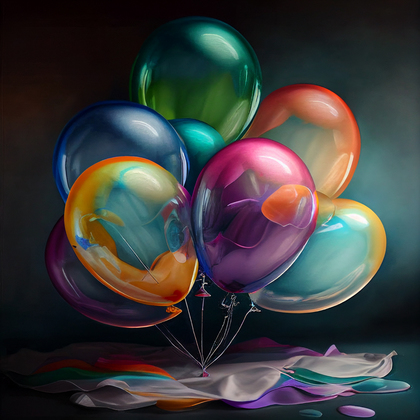 Cosmic Birthday Colorful Balloons Background