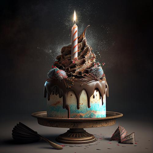 Cosmic Happy Birthday Cake Background Image