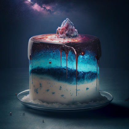 Cosmic Happy Birthday Cake Background