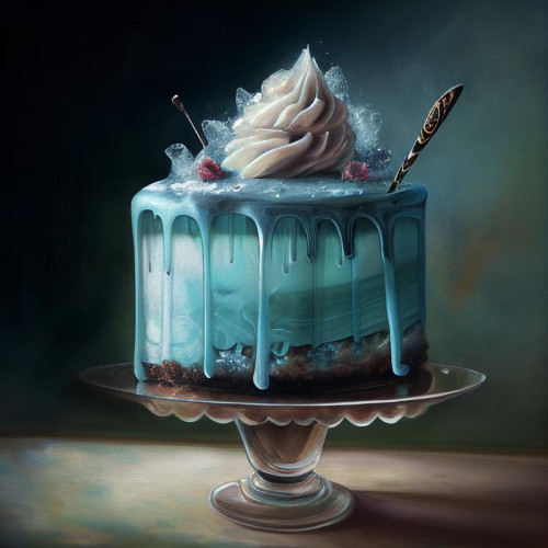 Cosmic Happy Birthday Cake Background