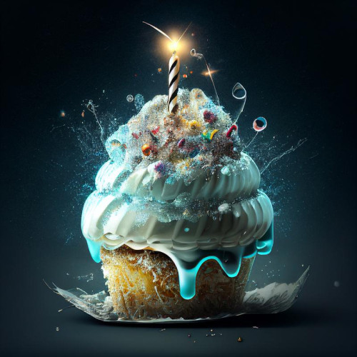 Cosmic Happy Birthday Cake Background Image