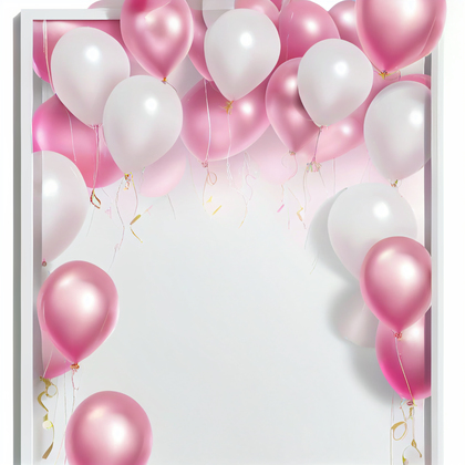Pink and White Happy Birthday Balloons Background