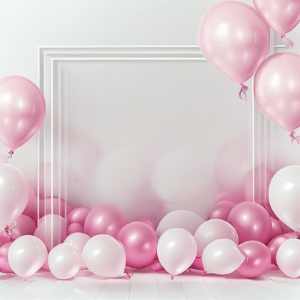 Pink and White Birthday Balloons Background Image