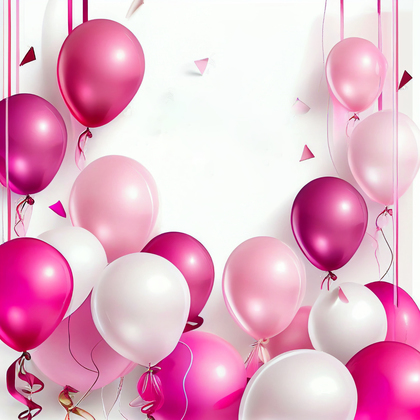 Pink and White Happy Birthday Balloons Background Image