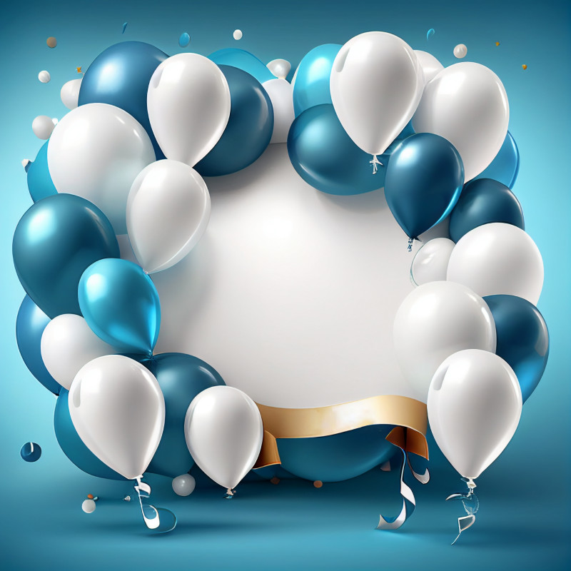 Blue and White Happy Birthday Card Background Image