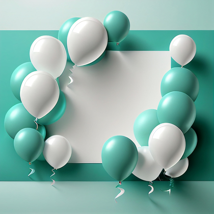 Turquoise and White Happy Birthday Card Background Image