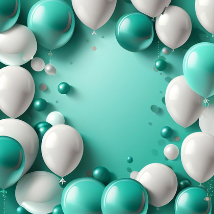 Turquoise and White Birthday Card Background