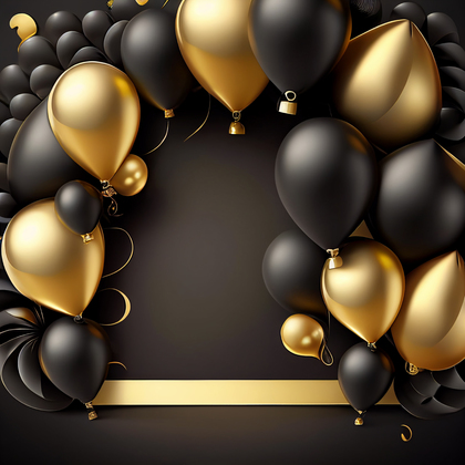 Black and Gold Happy Birthday Card Background Image