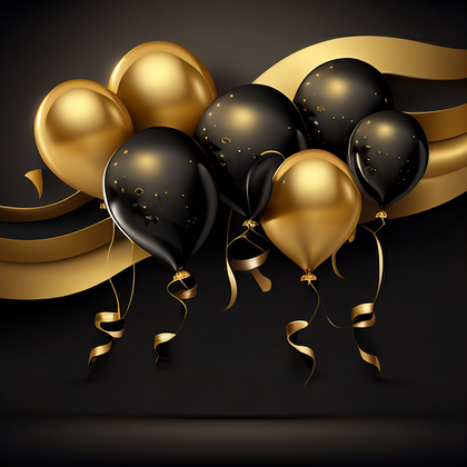 Black and Gold Happy Birthday Background Image