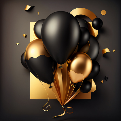 Black and Gold Happy Birthday Card Background Image