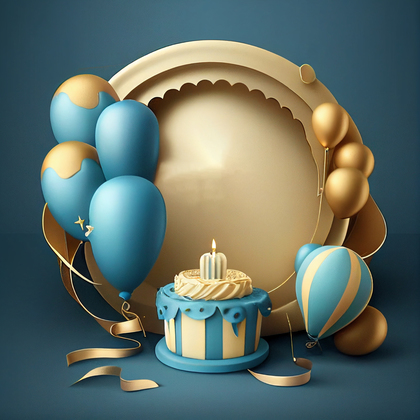 Blue and Gold Birthday Background Image