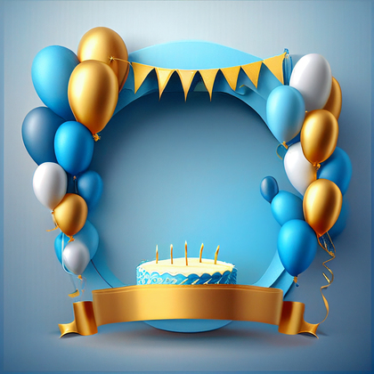Blue and Gold Happy Birthday Background Image