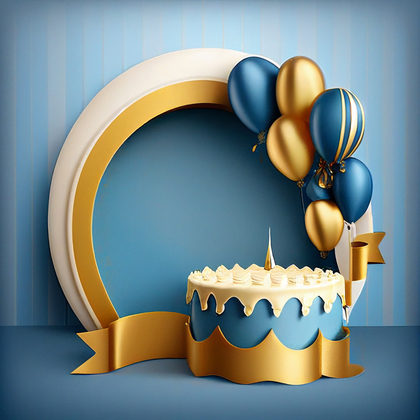 Blue and Gold Happy Birthday Card Background
