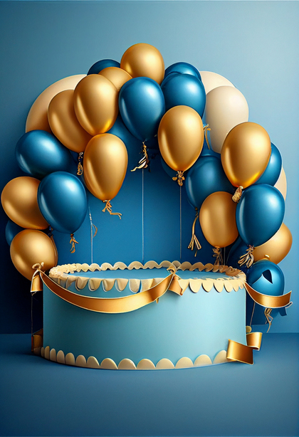 Blue and Gold Birthday Card Background Image
