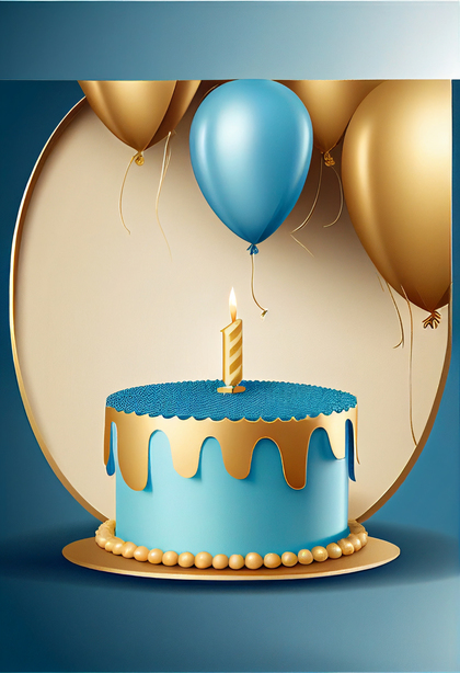 Blue and Gold Birthday Card Background