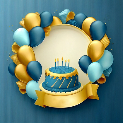 Blue and Gold Happy Birthday Background Image