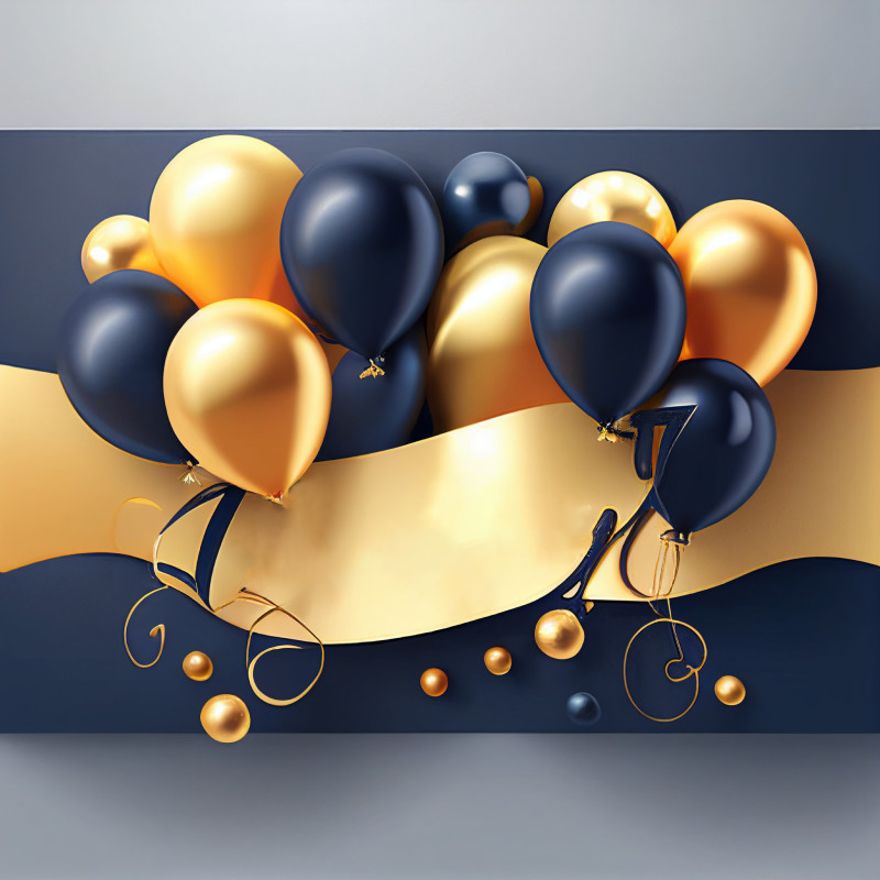 Navy and Gold Happy Birthday Background Image
