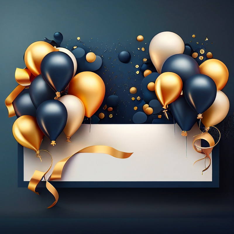 Navy and Gold Happy Birthday Card Background Image