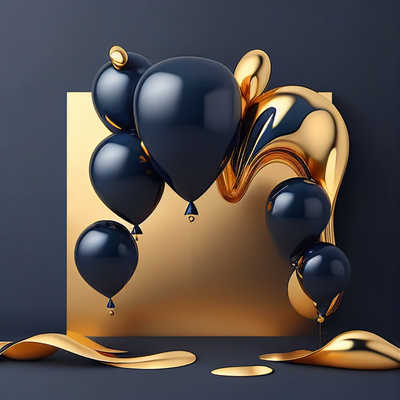 Navy and Gold Happy Birthday Background Image