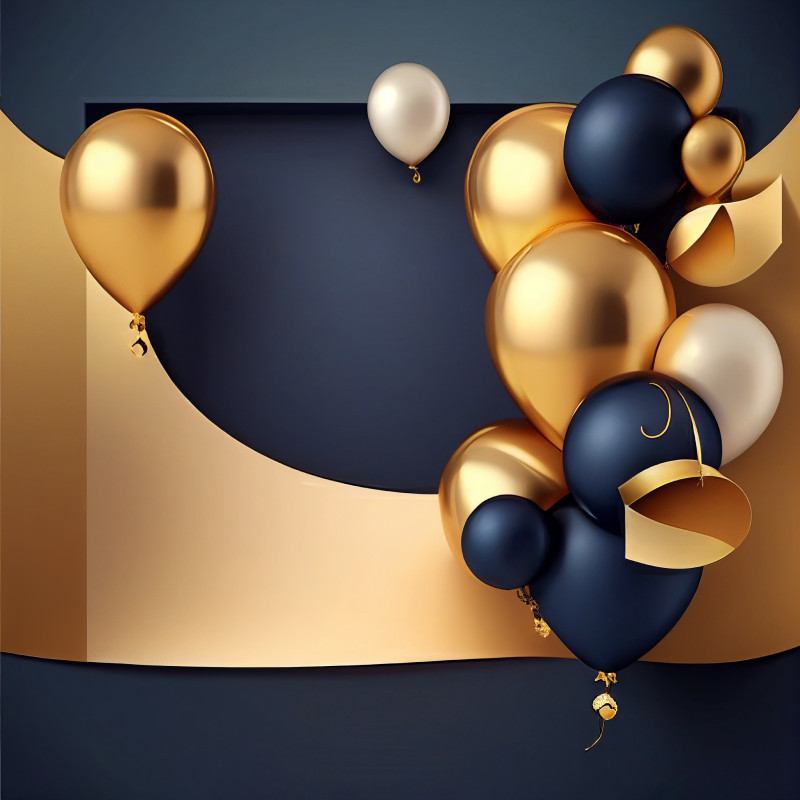 Navy and Gold Happy Birthday Card Background Image