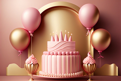 Pink and Gold Happy Birthday Card Background