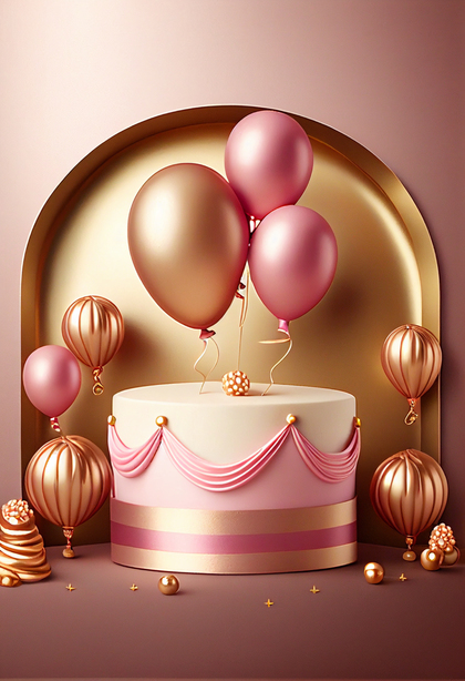 Pink and Gold Happy Birthday Background Image
