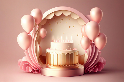 Pink and Gold Birthday Card Background Image