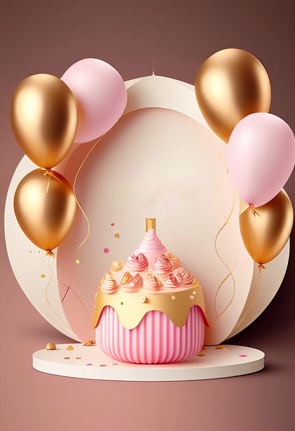 Pink and Gold Birthday Background