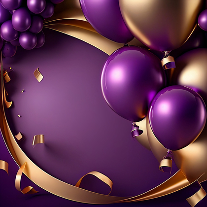 Purple and Gold Happy Birthday Card Background