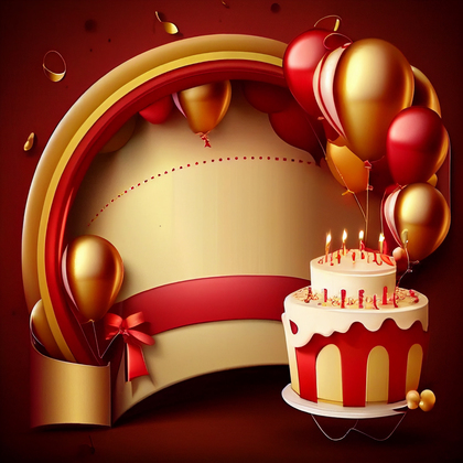 Red and Gold Happy Birthday Card Background Image