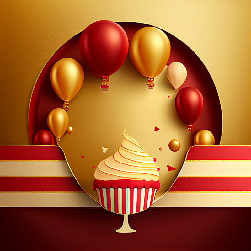 Red and Gold Happy Birthday Card Background Image