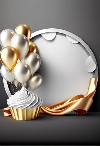 Silver and Gold Happy Birthday Background Image