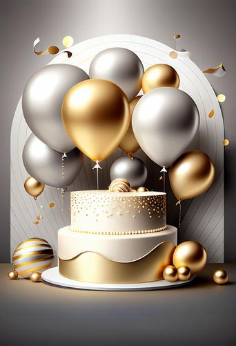 Silver and Gold Happy Birthday Background Image